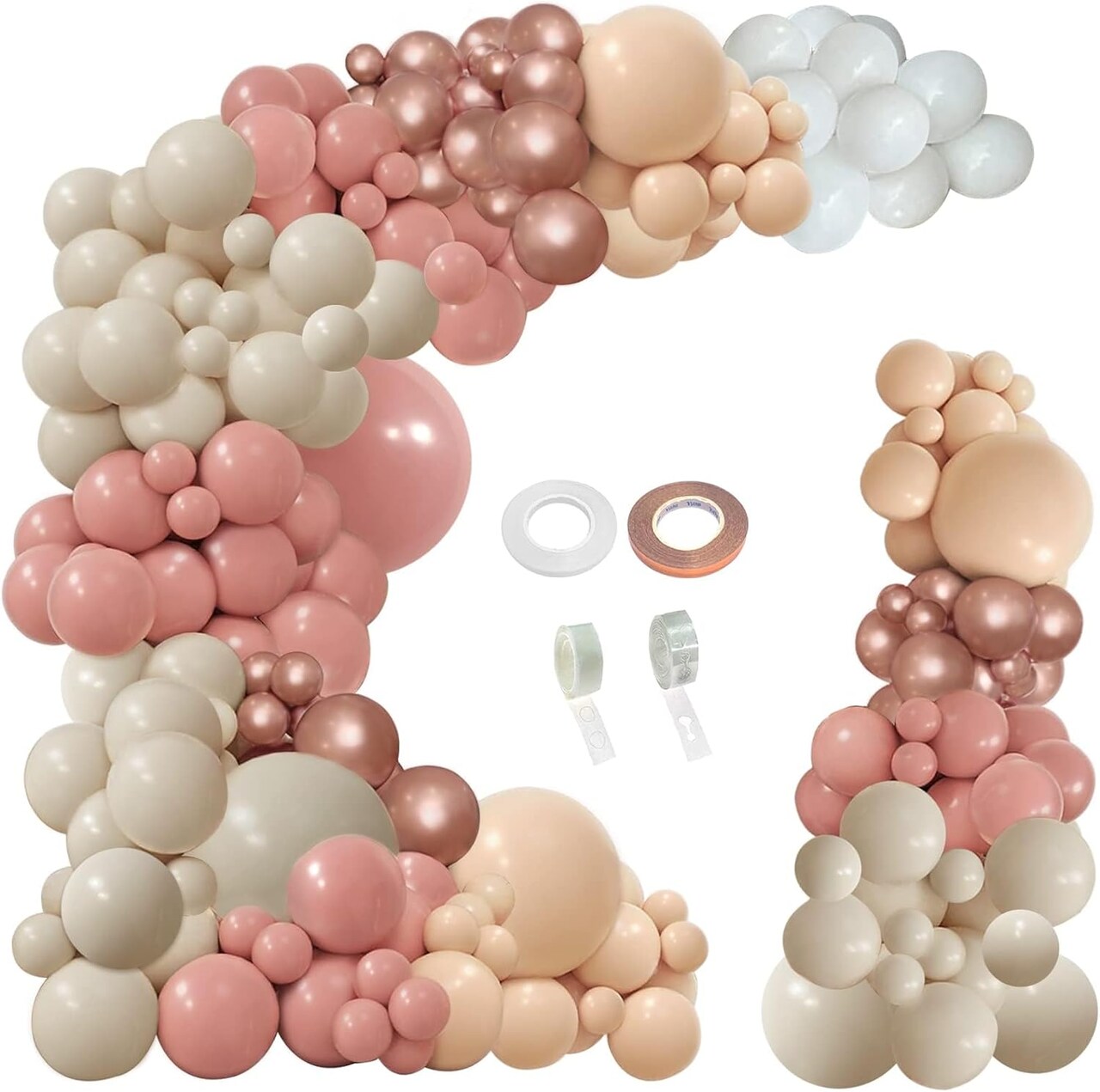 154pcs Dusty Rose Pink Blush Balloons Garland Arch Kit Baby in Bloom Spring Floral Retro Boho Nude Cream Peach Champagne for Bridal Shower Garden Tea Party Girls Birthday Wedding Decorations